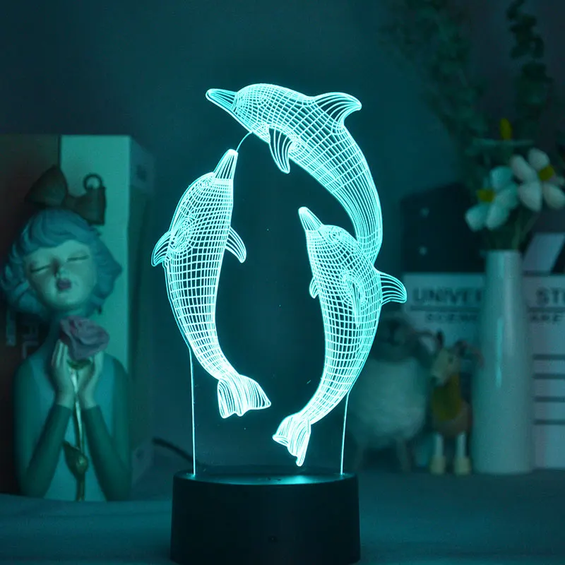 

3D Night Light Plug In Smart Phone Control Leaping Dolphin Room Decoration Teenager Led Spotlights Switch Atmosphere Lamparas