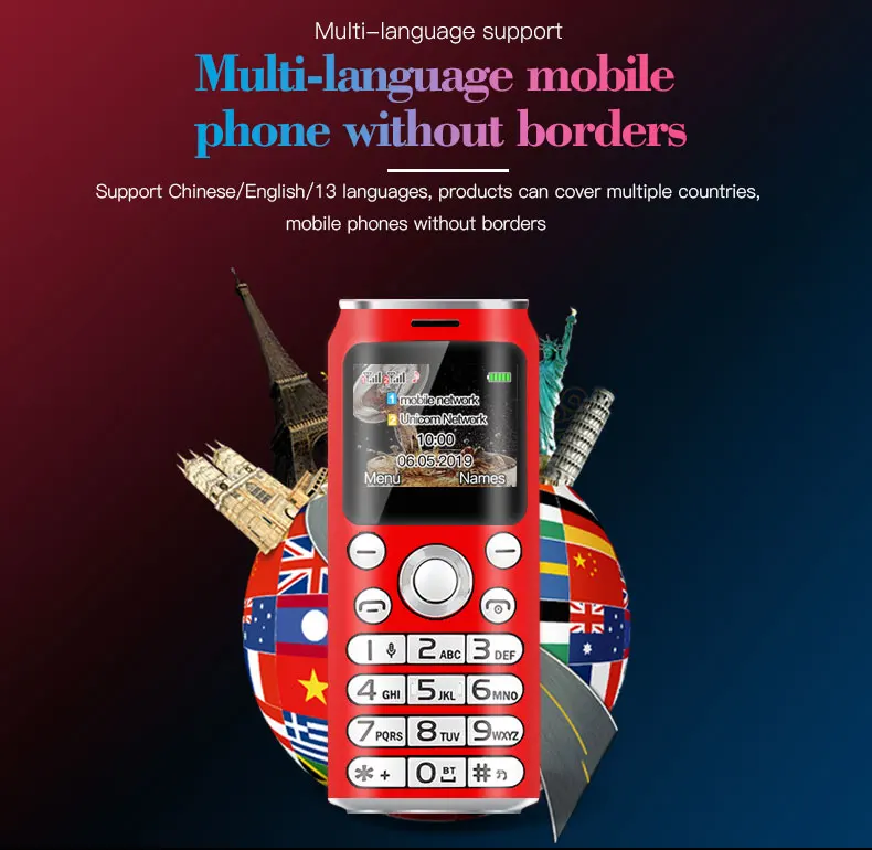 Супер Мини кнопочный мобильный телефон, две sim-карты, Bluetooth, камера, дозвон, 1,0 дюймов, Hands Phone, MP3, крошечные мобильные телефоны