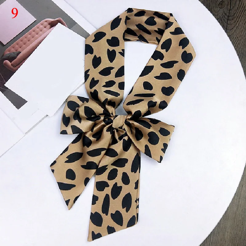 Модный маленький шелковый шарф в горошек Корейском стиле атласный длинный