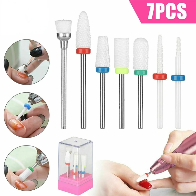 

7pcs Ceramic Milling Cutter Nail Drill Bit Electric Manicure Drills Pedicure Mill Bits Machine Files Nail Art Tools Equipment