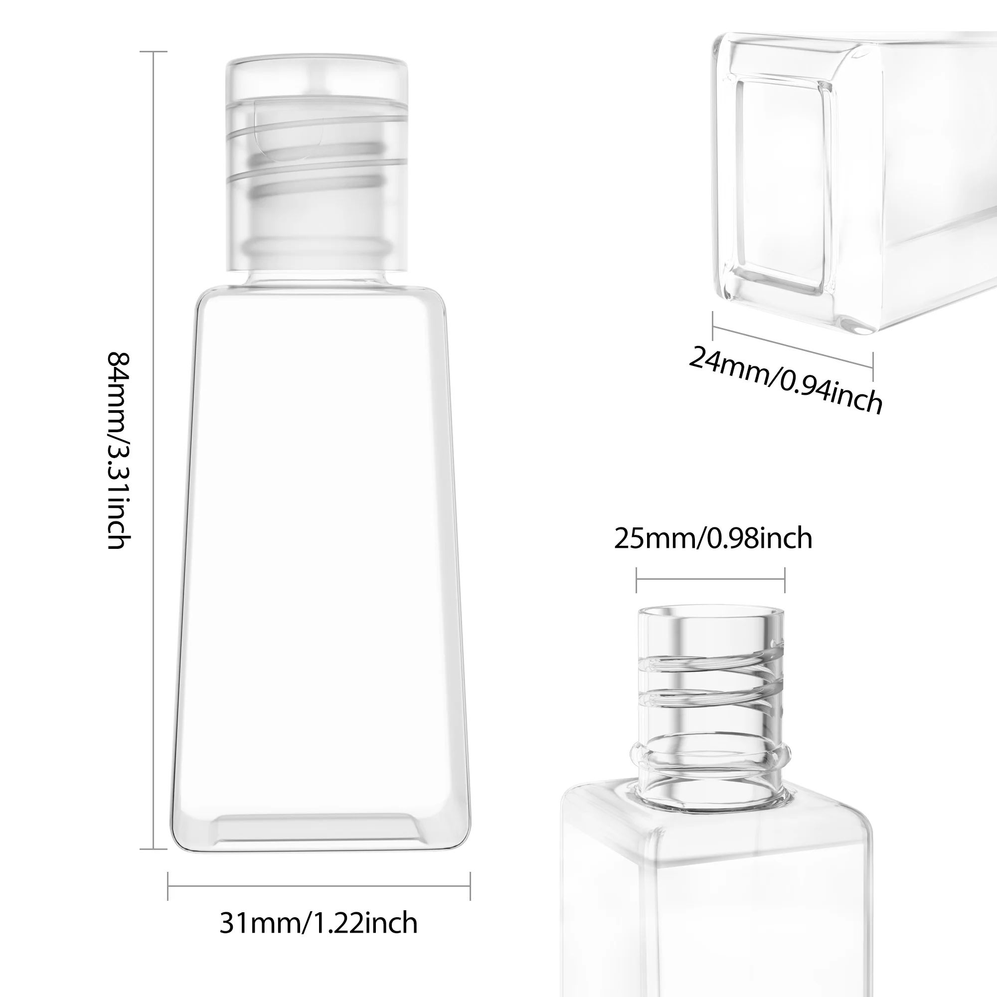 120 шт. 30 мл в форме трапеции пустые бутылочки для геля рук многоразового Пластик