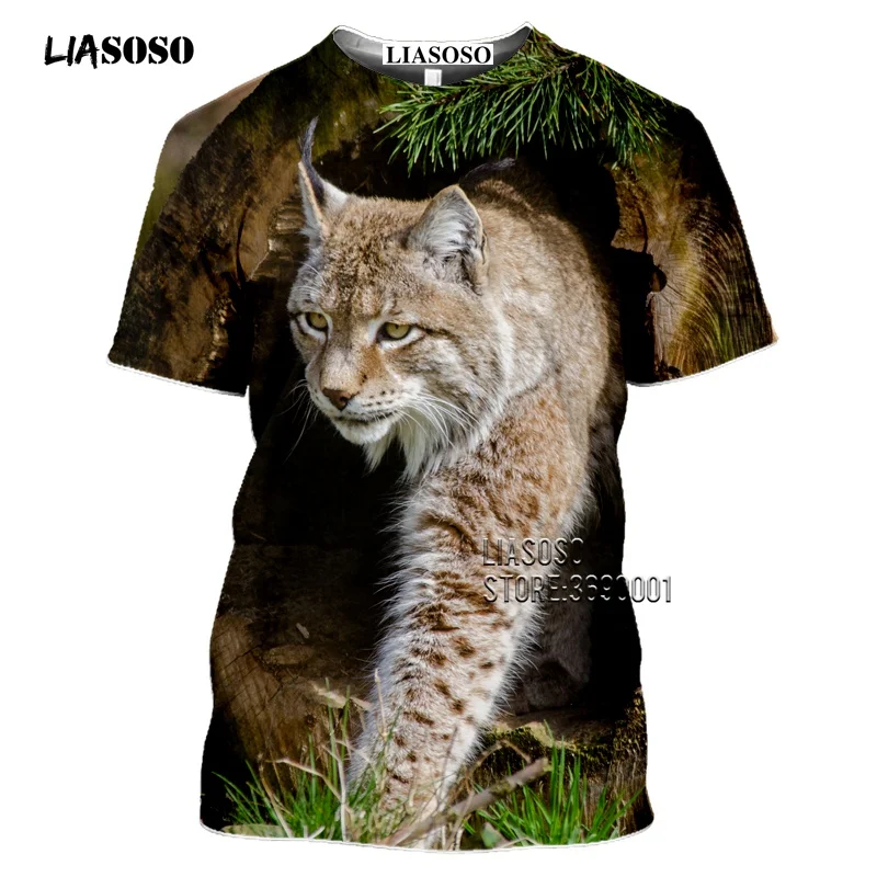 Футболка liaseo eurasia lynx с 3D-принтом кота дикой природы мужская женская футболка