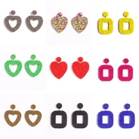 2021 fashion europe and america creative ethnic style colored loving heart earrings bohemian handmade fabric bead earrings