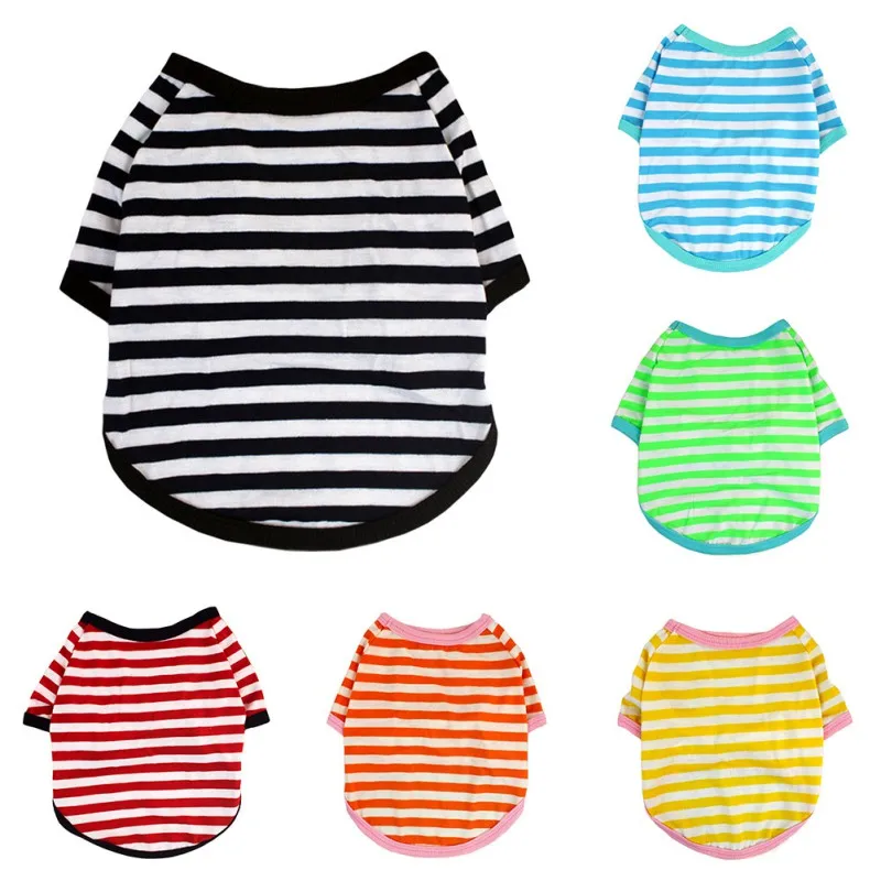 Классическая полосатая рубашка для собак одежда маленьких летняя футболка милый