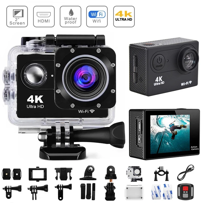 Экшн-камера Ultra HD 4K 30 кадров в секунду/170D водонепроницаемая | Электроника