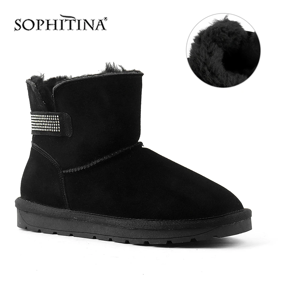 Женские теплые ботинки SOPHITINA Удобные однотонные шерстяные сапоги ручной работы с