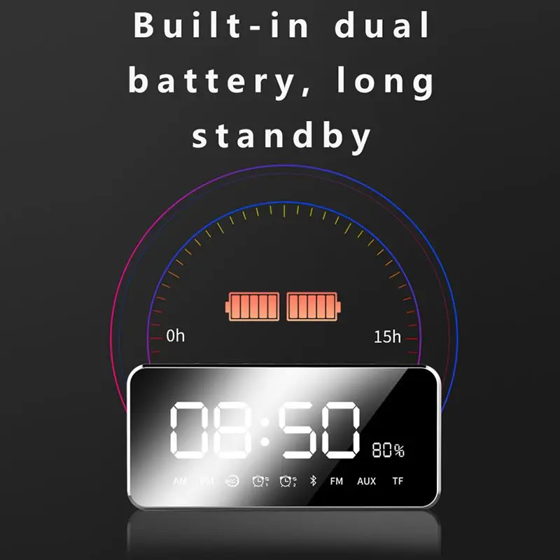 Горячая продажа Портативный MP3-плеер Зеркало Led стерео динамик s Bluetooth с fm-радио