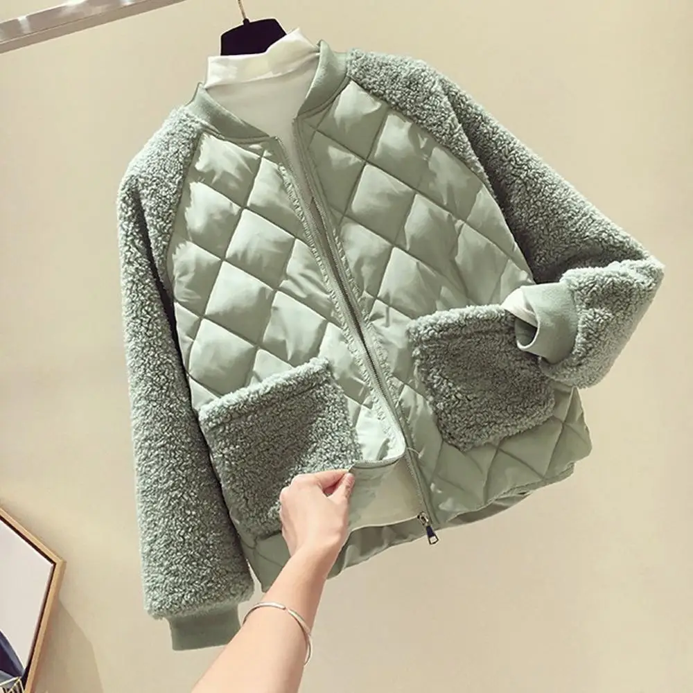 Плюшевое пальто из овечьей шкуры для женщин Большие размеры Зимнее пушистое