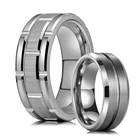 Классическое мужское серебряное кольцо из карбида вольфрама, 8 мм, кольцо из голубого углеродного волокна, обручальное кольцо для мужчин