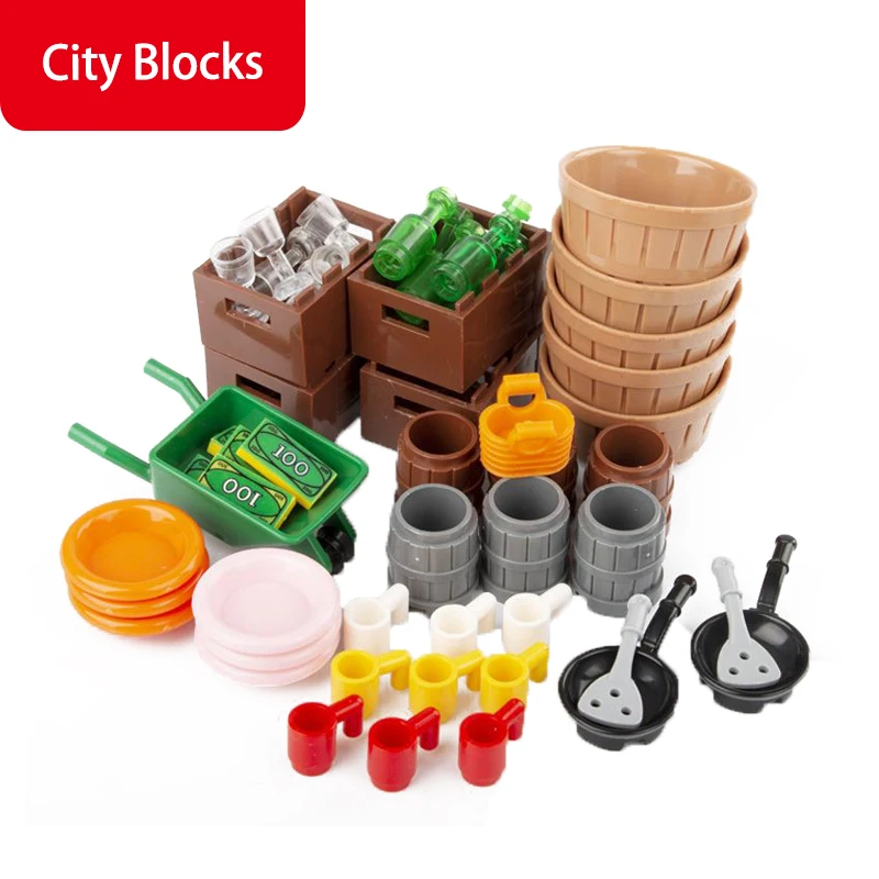 City MOC наборы игрушек для детей пальма кровать ящик стол светофор телефонная