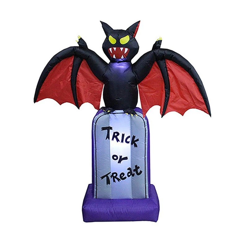 

155CM Halloween Inflatable Black Bat on Tombstone LED Lights Decor Giant Lawn Inflatable Toys Family Outside Decorations