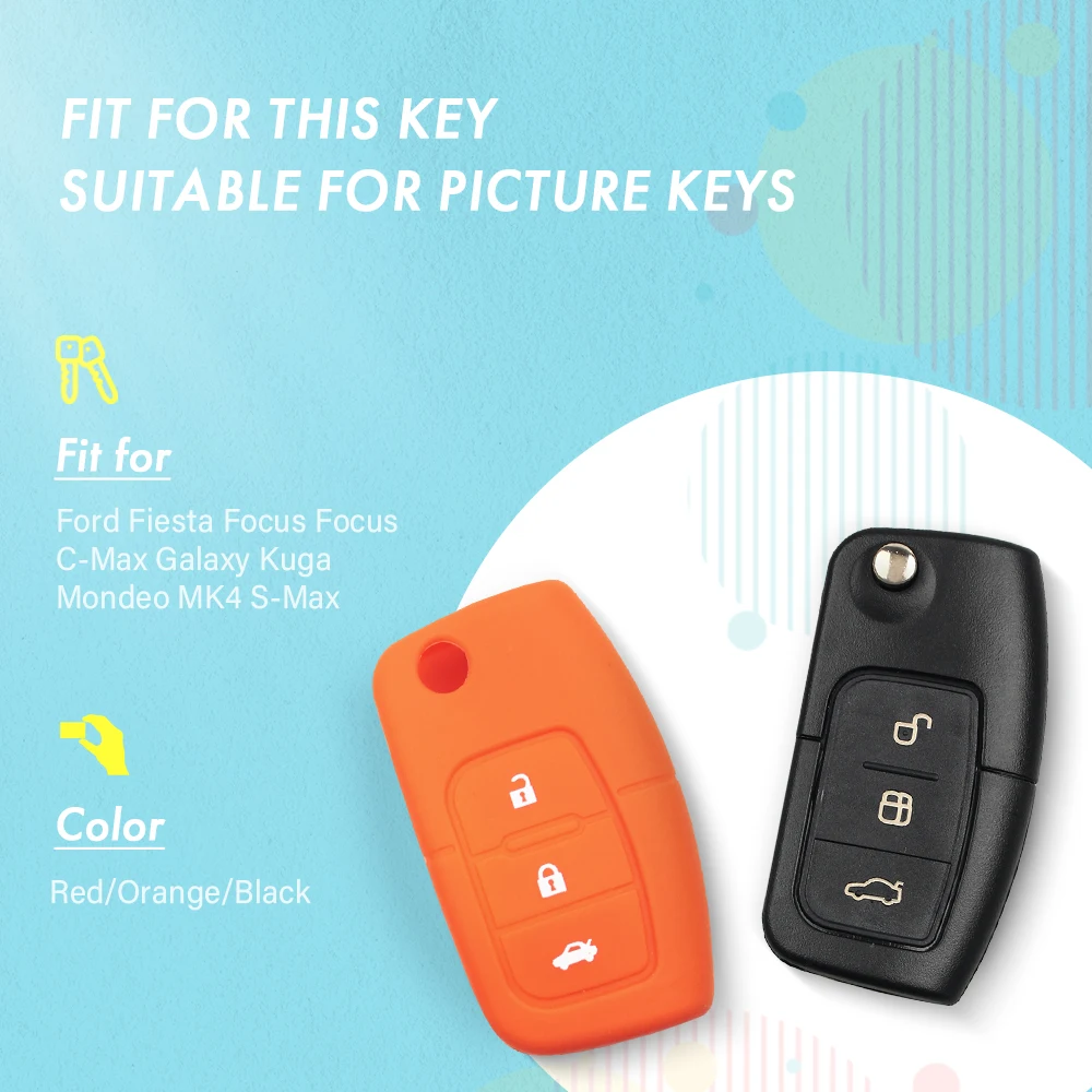 Силиконовый чехол KEYYOU 50 шт./лот для Ford Fiesta Focus 2 Ecosport Kuga Escape автомобильный