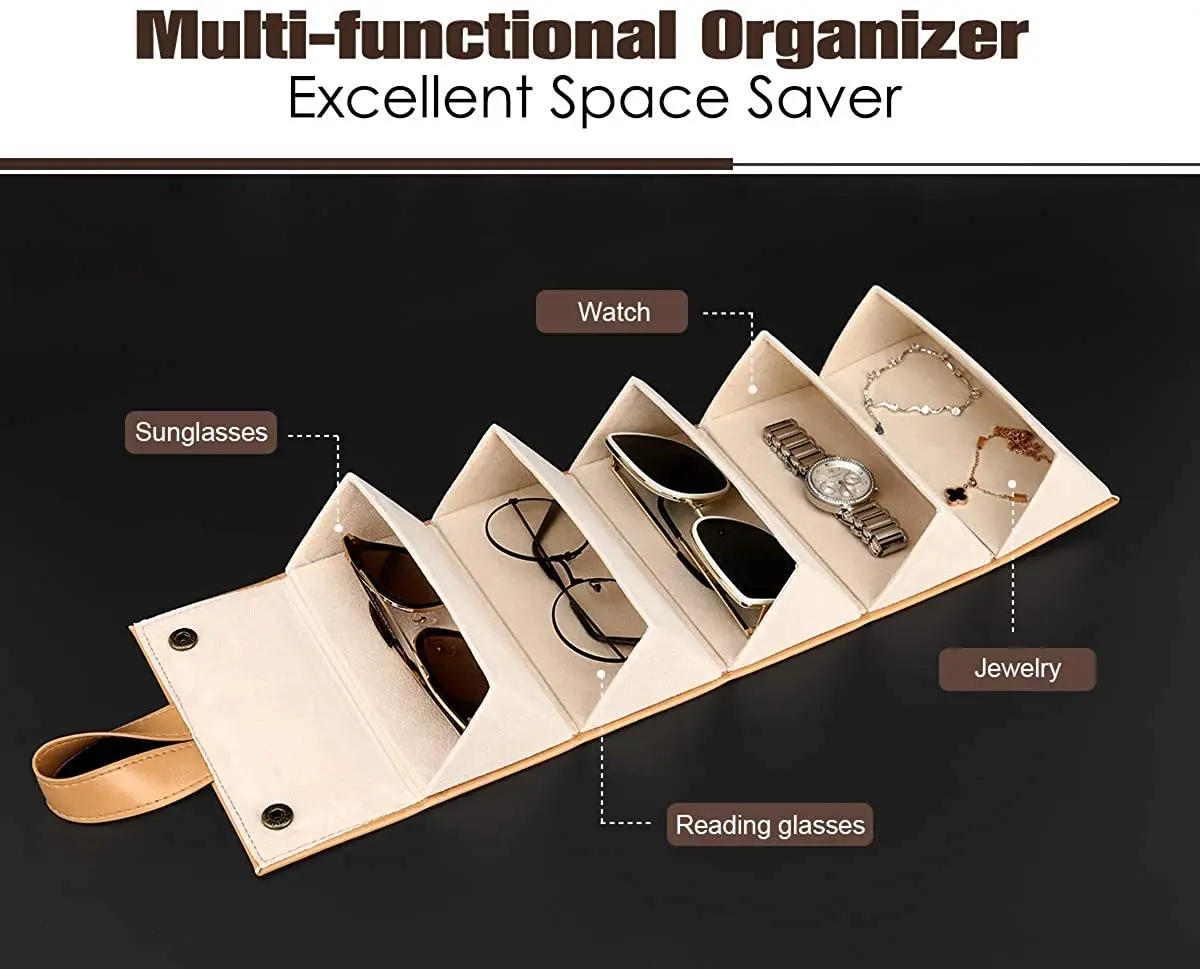 5 Multi-slot Portable Glasses Organizer Eyeglasses Storage Display Travel Folding Sunglasses PU Leather Case Dropshipping