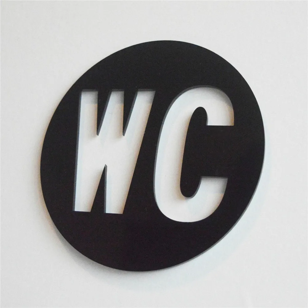 

Customized WC Chunky Text /Loo /Lavatory 5MM Acrylic Round Black Door Sign