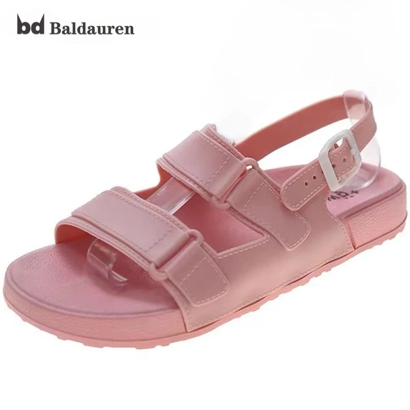 

2021 Summer Women's Sandals Flat Solid Color Casual Beach Shoes PVC Material Outer Slippers Open Toe Shoes for Women Sandals