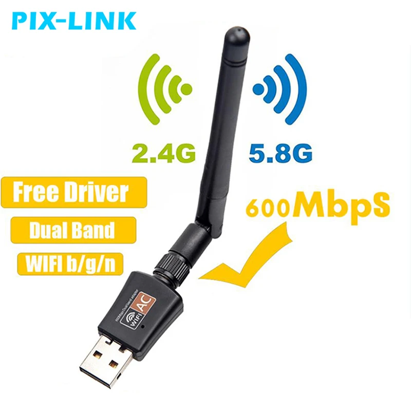 USB Wi Fi адаптер 600 Мбит/с 5 8 ГГц + 2 4 ГГц|Сетевые карты| |