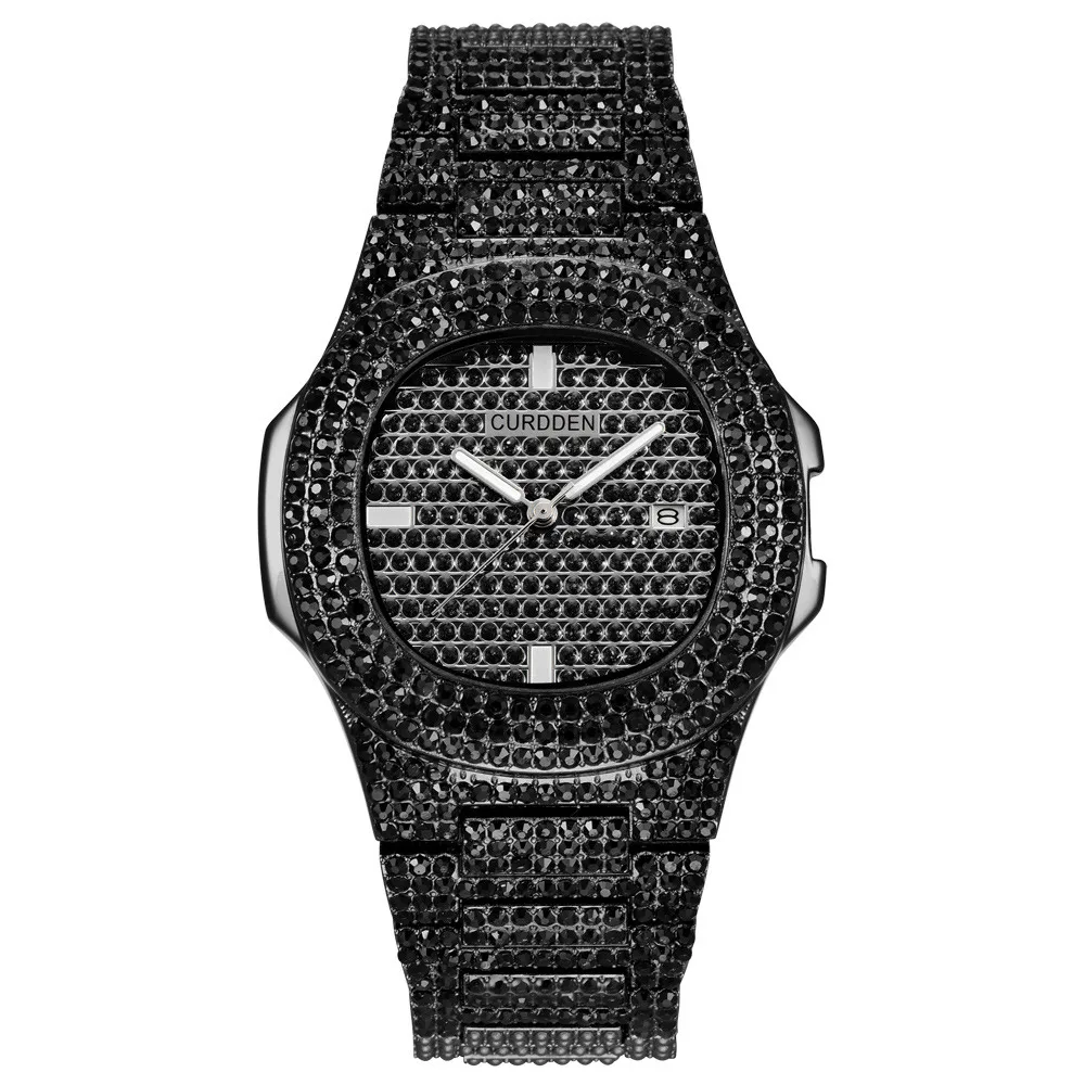 2021 Iced Out Часы Хип хоп золотые мужские кварцевые часы деловые женские