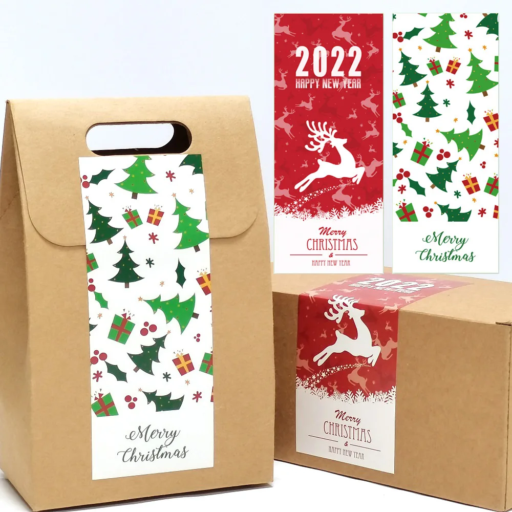 

20-50Pcs 60*150MM Merry Christmas Rectangle Santa Claus Gift Decorative Package Stickers Wrapping Gift Box Label Christmas Tags