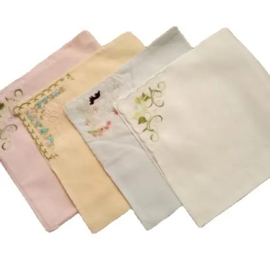 10 шт./лот 43 см Новый хлопковый белый кружевной носовой платок вышитый женский квадратный женское детское