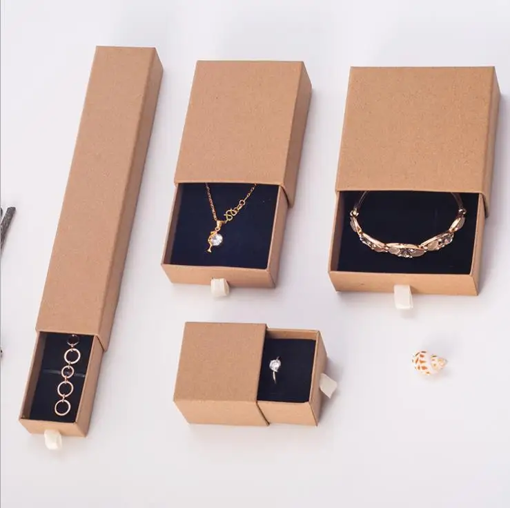 

10pcs New 3 Colors Kraft Paper Drawer Ring, Bracelet Box Necklace Jewelry DIY Packaging Carton Small Gift Birthday Box for Lover