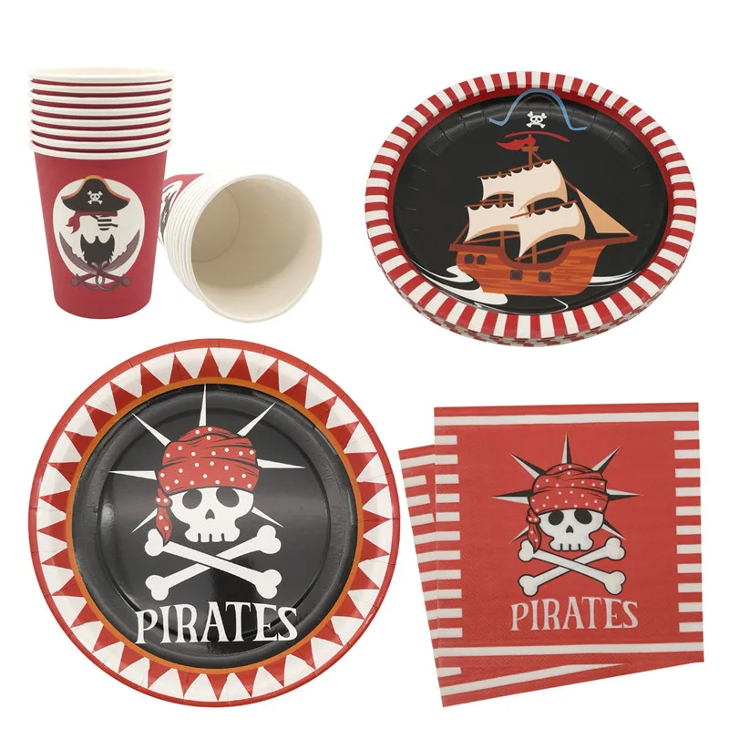 Одноразовые салфетки JQSYRISE с изображением пиратов черепов бумажные тарелки и