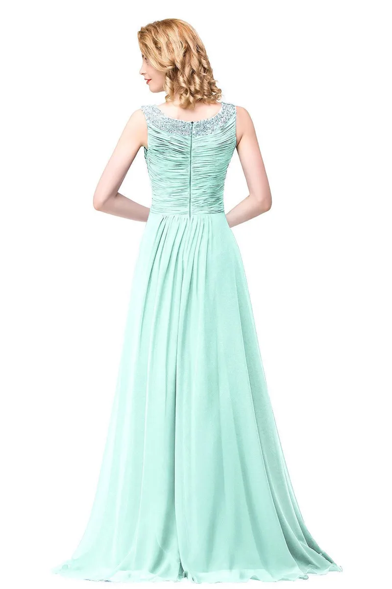 Новое поступление Элегантное Длинное Вечернее Платье трапеция с бусинами