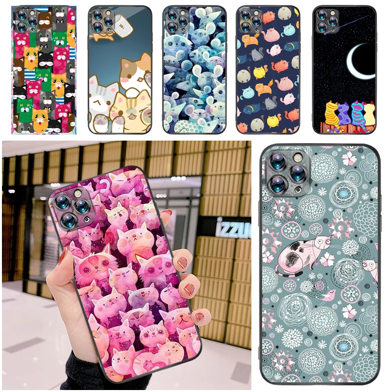 

Cats Hey Buddy Human Friends Color Painting Phone Case For iPhone 12 Pro MAX Mini SE 2020 Carcasa Coque Soft TPU Back Cover