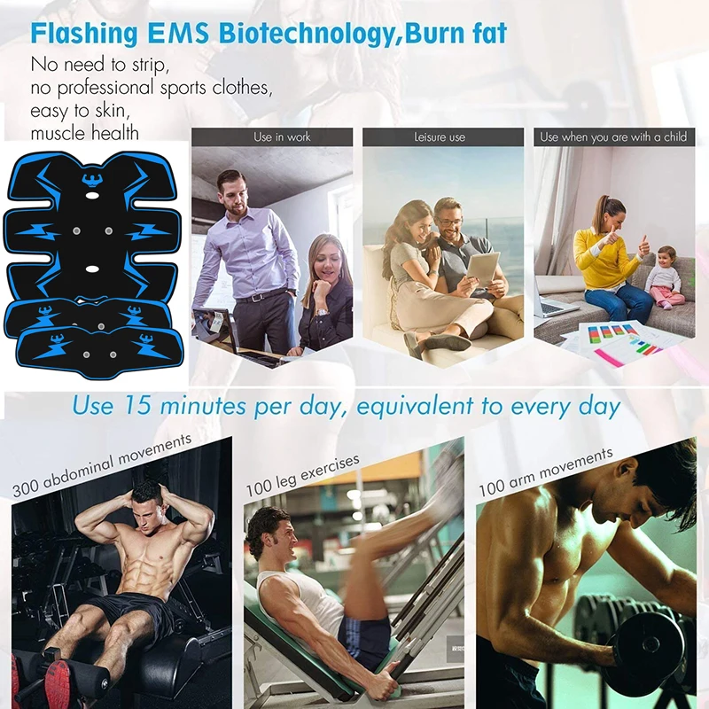 Вибрационный стимулятор мышц ABS, тренажер для EMS живота, электростимуляция, оборудование для домашнего спортзала, массажер для фитнеса, заряжаемый от USB