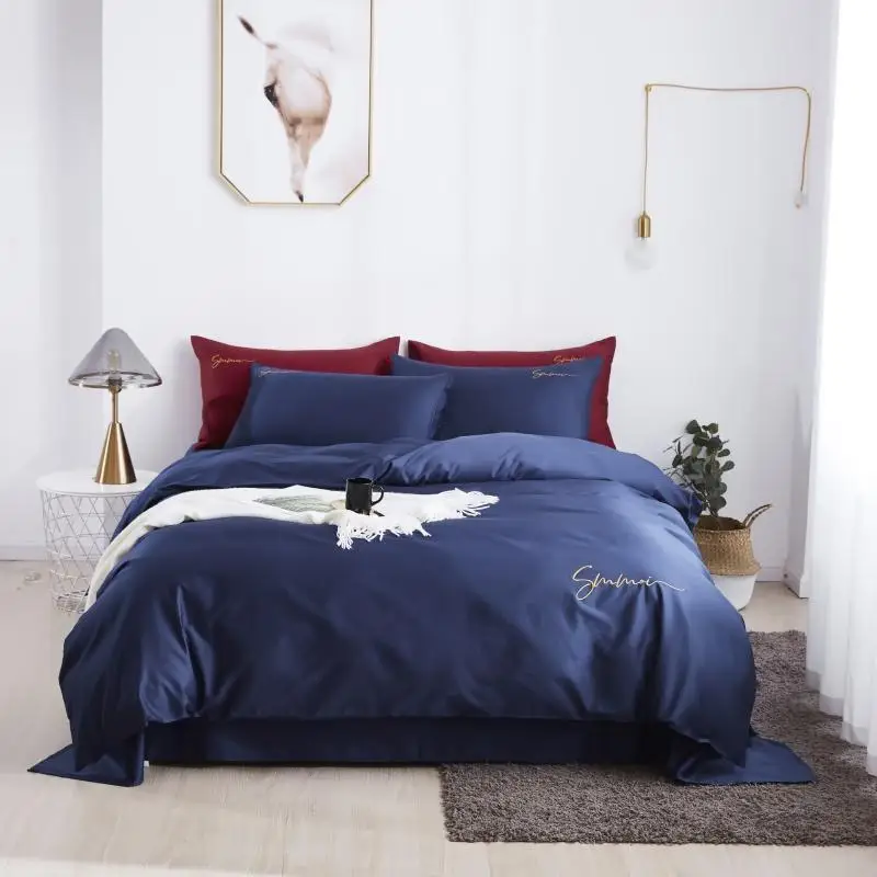 Роскошный фирменный однотонный современный комплект постельного белья атласный