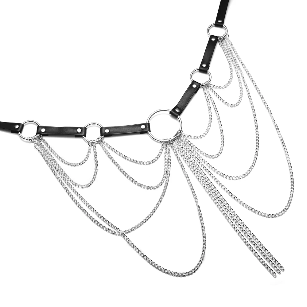 

Layered Leather Body Chain Belt Goth Sexy Skirt Punk Style Waist Accessories Strap Adjustable Festival Girls Jewelry