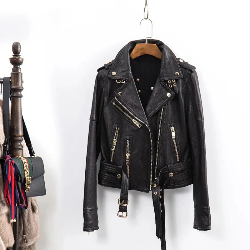 Женское кожаное пальто Корейская локомотивная куртка с прямой заводской