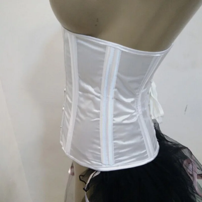Steel Bone Underbust Corset Women Firm Waist Trainer Buckle Bandage Tie Belly Slimming Underwear Satin Bustier Korsett Plus Size