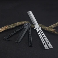 multifunction foldable butterfly knife training comb shake comb butterfly training knife comb gaming tool %e2%80%8b440c stainless steel