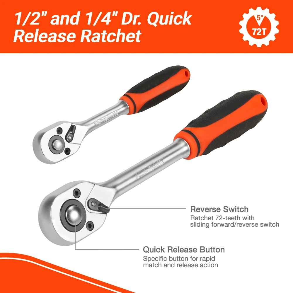 ValueMax 108PC Hand Tool Sets Car Repair Kit Set Workshop Mechanical Tools Box for Home Socket Wrench Screwdriver | Инструменты