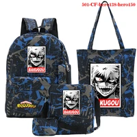 5pcsset school backpacks for school teenagers girl kawaii bags boku no hero academia anime manga backpacktote bagshoulder bag