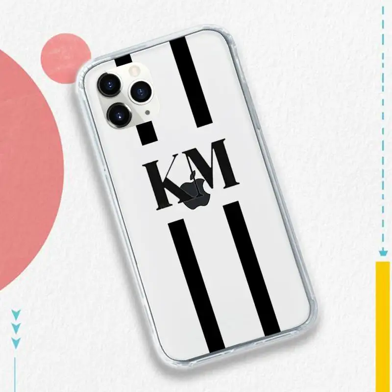 

Monogram Initial Stripe Personalized Phone Case Transparent soft For iphone 5 5s 5c se 6 6s 7 8 11 12 plus mini x xs xr pro max