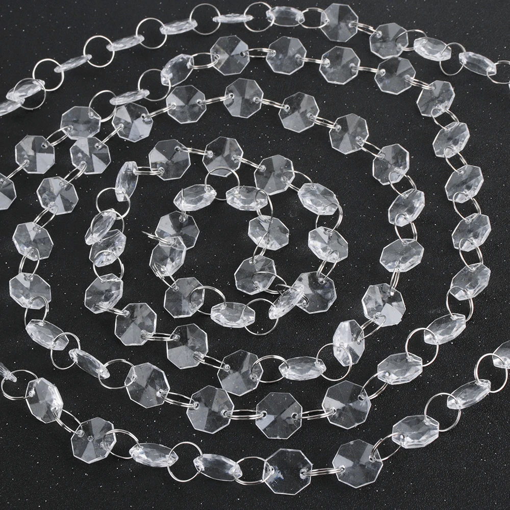 

10m Clear Acrylic Crystal Beads Curtain Garland Chandelier Pendants Hanging Chain Christmas Wedding Party Decoration Home Decor
