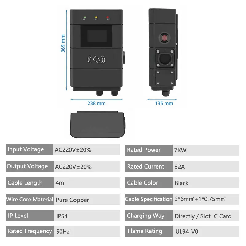 

Manufacturer supply 7kw 32a electric car ev type 2 ac charger