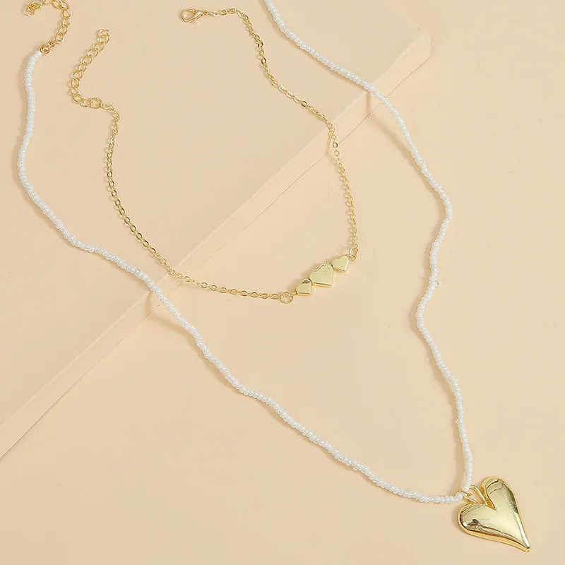 

Ant Angel Bohemian Style Ladies Necklace Set Handmade Colorful Beaded Necklace Holiday Gift Heart Pendant Necklace 2pcs/set