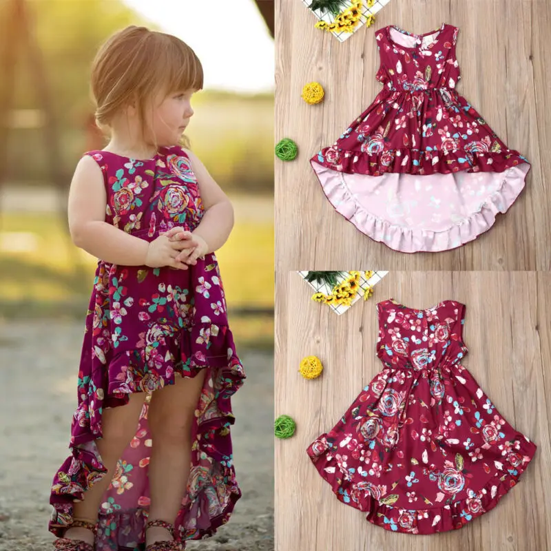 1Pcs Princess Kids Girls Tail Dress Summer Baby Girl Sleeveless Floral Party Toddler Flower Mermaid 6 Months-4 Years | Детская одежда и