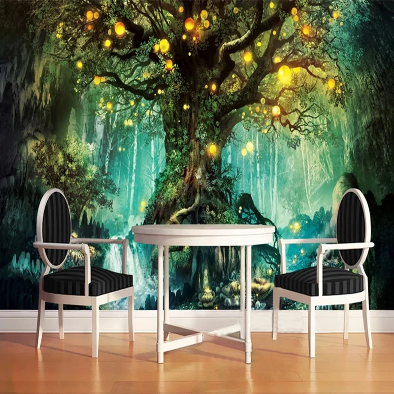 Фото настенная бумага 3D романтический Фэнтези лес дерево ручная роспись фрески