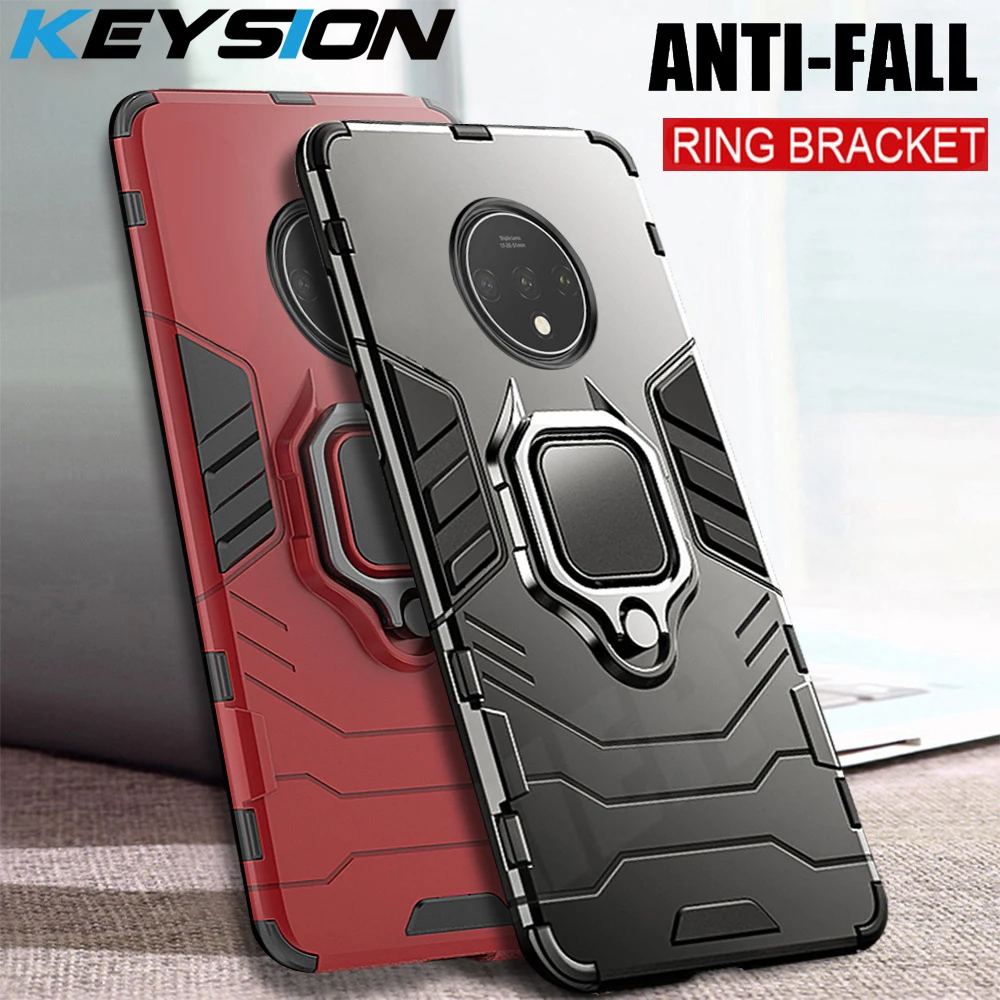 Противоударный армированный чехол KEYSION для Oneplus 7T Pro подставка с кольцом