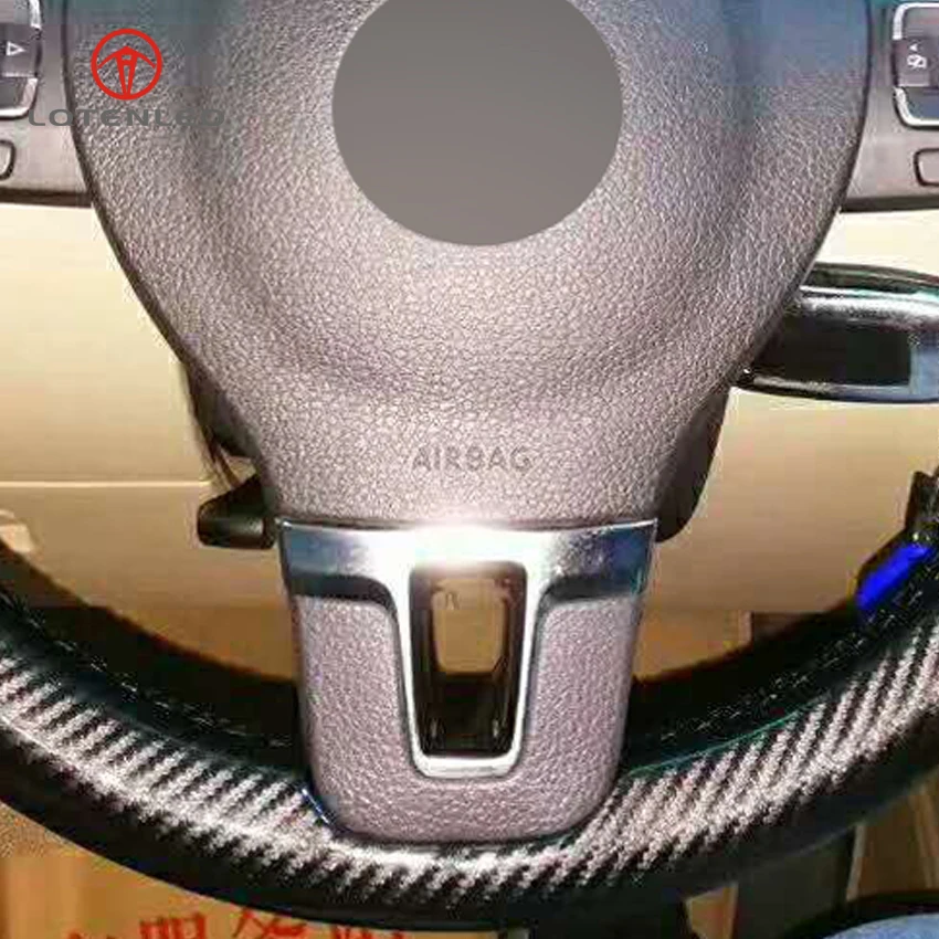 LQTENLEO чехол на руль из углеродного волокна и кожи черного цвета для Volkswagen Golf Tiguan