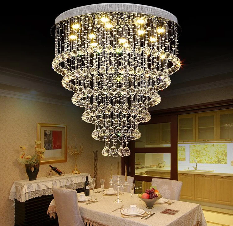 

Modern Luster De Crystal Chandelier Large Cristal Lighting Fixtures Hotel Projects Staircase Lamps Restaurant Cottage Lights