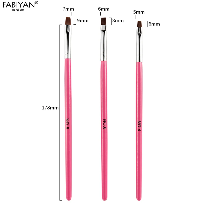 Pink Nail Art Liner Полоса Ручка Живопись Цветок Акриловых УФ-Гель Лак 3D Советы Дизайн Инструменты Рисования DIY 3 Шт. Маникюрный ногти о Набор кисточки для маникюра ершик дизайн ногтей - Цвет: Pink
