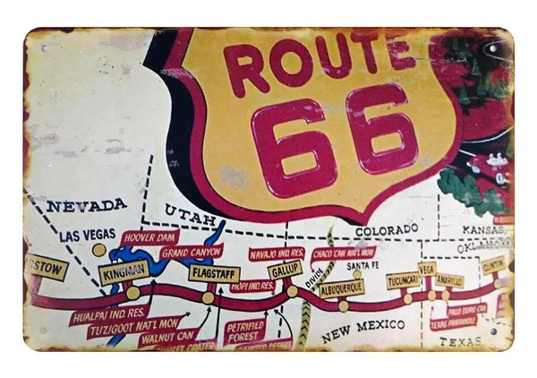 Дорога 66 Оловянная металлическая табличка домашний декор Отдел офиса Ресторан