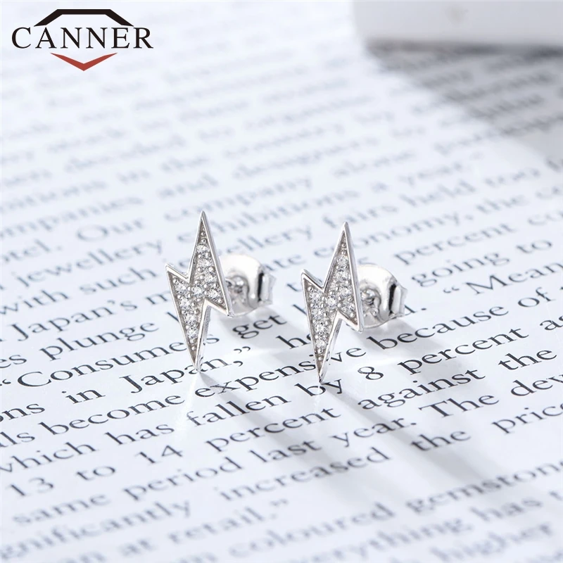 Серьги-гвоздики из стерлингового серебра 925 пробы с радужным цирконием для