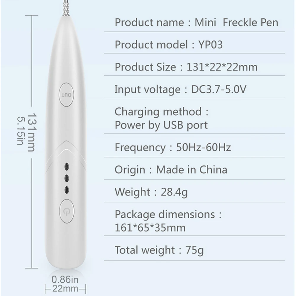 

Mini Mole Laser Pen Tattoo Freckle Removal Pen Plasma Pen Scanning Stain Mole Remove Wart Dark Spot Remove USB Charging