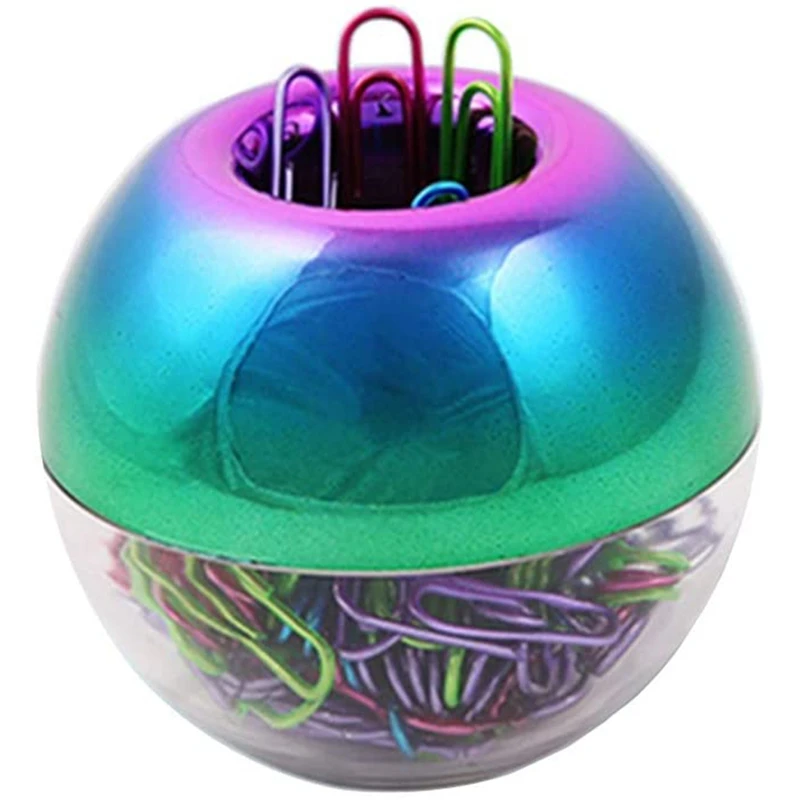 

Rainbow Paper Clip Holder Dispensers with 100Pcs 28mm Colorful Paper Clips and Built-in Magnetic Ring