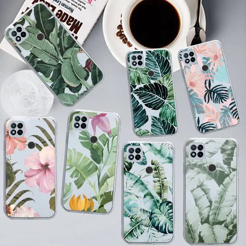 

Banana leaf art design Phone Case Transparent for Xiaomi redmi note 5 7 8 9 10 11 t S A lite pro high quality funda